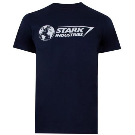 Marvel Mens Stark Industries Logotyp T-shirt L Marinblå/vit