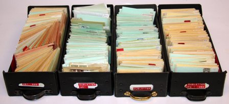 Danmark - Dubletsamling i 4 kartotekskasser - Stemplet