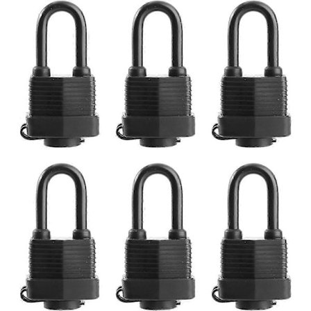 6-pak Vandtætte Hængelåse med Samme Nøgle - Kraftig Lamineret Stållås Til