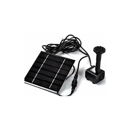 Solcellsvattenpump - Trädgårdsfontän, poolspridare, dammpump, akvarium, fiskbehållare med separat solpanel och 3m kabel och 4 sprayadaptrar (svart)