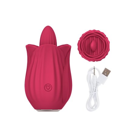 Mini Ros Tunga Slickande Vibrator för Kvinnor (Röd)