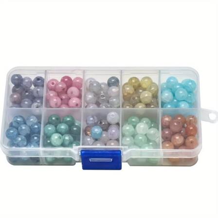 200 st explosiv stil 10 rutnät trasiga kristallpärlor sprakande glas flerfärgade lösa pärlor för smyckenstillverkning DIY-armband halsband hantverk 10