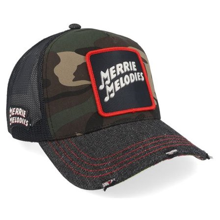 Capslab - Camo trucker Keps - Looney Tunes Merrie Melodies Black/Camouflage A-Frame Trucker @ Hatstore