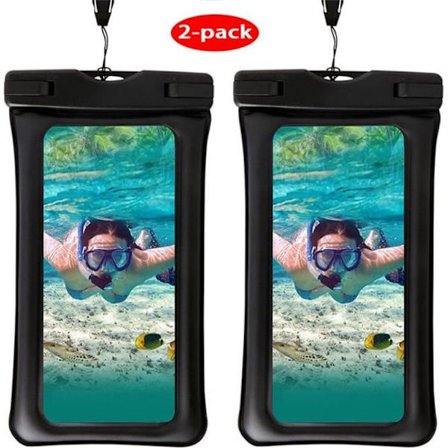 (2-pack) Vattentät flytande smartphone-väska - HOOXSPEED - Svart - Dykning Simning
