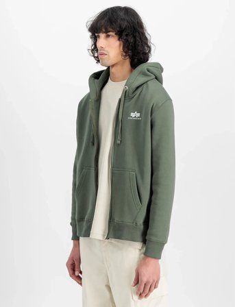 Alpha Industries Basic Zip Hoodie Sl - Khaki green - L