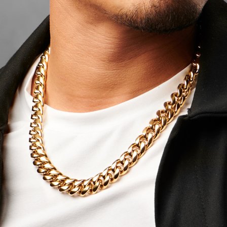 12mm ocelový řetízek zlaté barvy pro muže - Ocelové řetízky