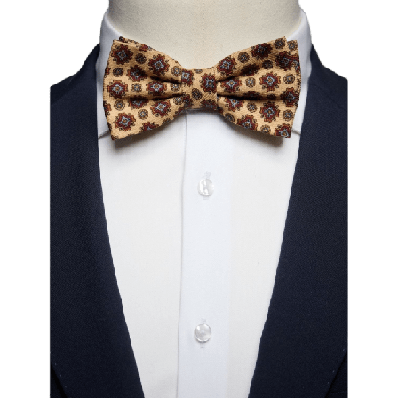 John Henric Bow Tie Wool Geometric Kostymtillbehör Herr Beige ONESIZE