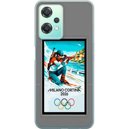 Kompatibelt Mobildeksel til OnePlus Nord CE 2 Lite 5G Retroplakat Cortina Milano 2026 med fjell, vintersportsutøvere, italienske trikolor, Milano-kate