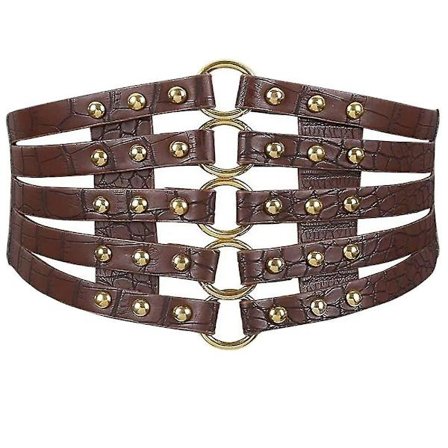 Naisten leveä niittivyö nahasta, vyötärövyö, solmiovyö, Lolita-korsetti rengassolkikiinnityksellä