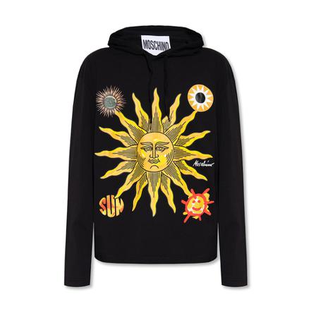 Moschino Printed Hoodie Sort, Herre