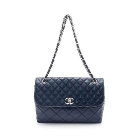 Chanel Vintage Pre-owned Shoulder Väska blå, Dam Vintage Väskor, Dam, Storlek: ONE SIZE
