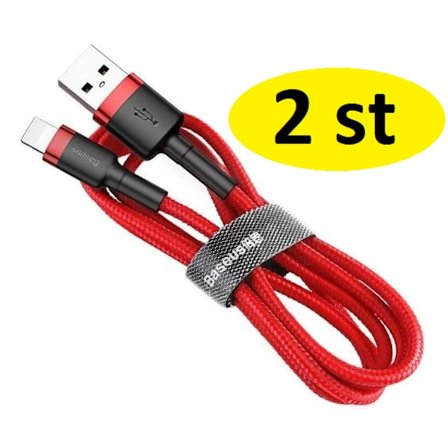 2 stk 2 m Baseus kabel iPhone rød