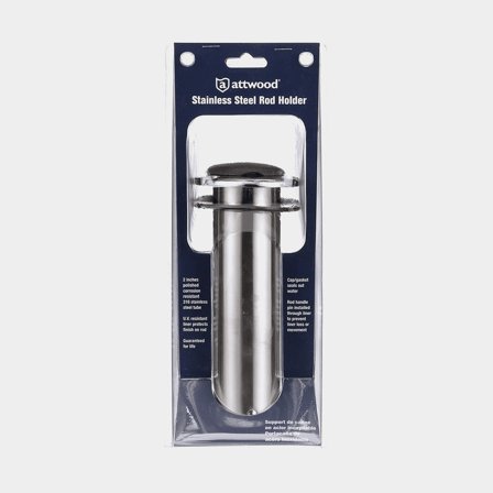 Soporte para cañas de barco (empotrado) Attwood Flush Mount Standard, para 1 caña de pescar, con tapa, acero inoxidable AISI 316, plata / negro
