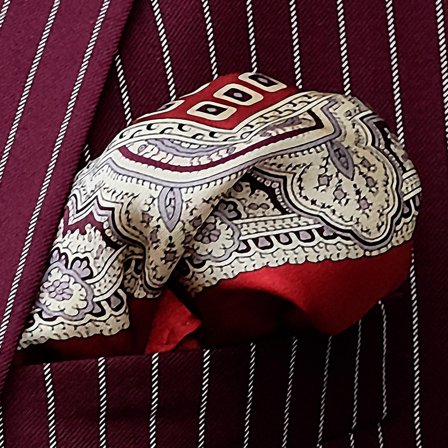 Pañuelo de bolsillo vintange de seda rojo para hombres - Pañuelos de bolsillo estampados