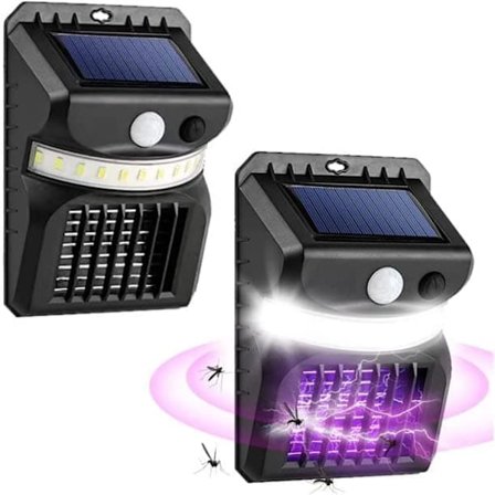 8-pak 3-i-1 Solcelle Insektlampe, UV Morder, LED Bevægelsessensor & Fælde til Myg_OF