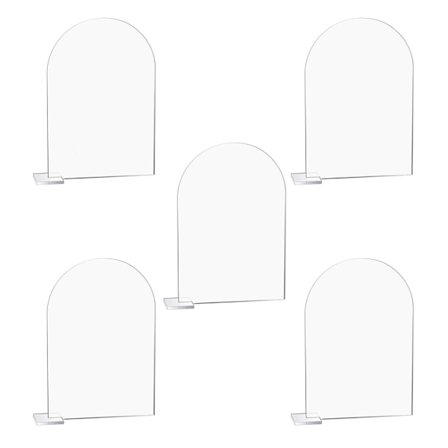 5-pak gennemsigtig akrylskilt akrylbryllupsbordsnummer med stativ Tom buet gæstenavn bordsnummerholder