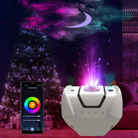 Projektorivalo, päivitetty tähtien yövalo projektori, 10 värikästä kuun tähti Aurora pyörivä yölamppu, Galaxy Led valo projektori Wifi