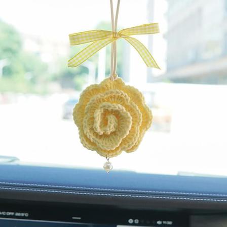 Bilhengende Gult Rose Ornament Bil Speil Hengende Vedheng Bil Interiør Dekorasjon Auto Tilbehør