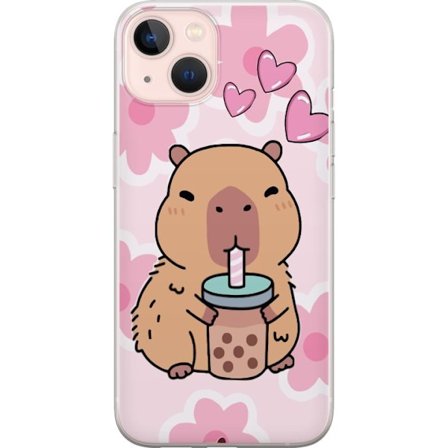 Kompatibelt Mobilskal till Apple Apple iPhone 13 Kawaii Capybara Hjärtan Anime Stil Söt Design Djurmotiv TikTok Populärt Present Tjej