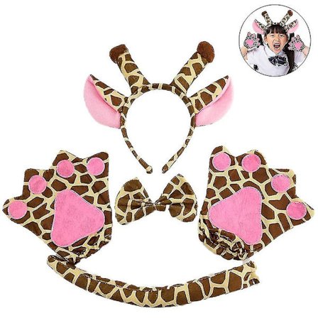 Giraffdräkt Set Girafföron Näsa Svans Och Fluga Giraff Fancy