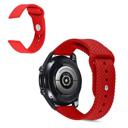 Universal silicone in weave design watch band - Red