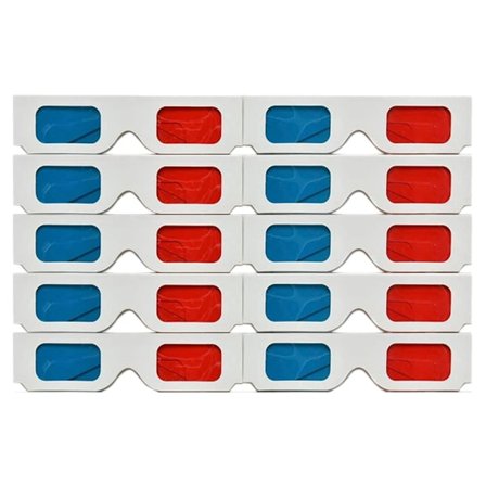 3D briller 10 par rød og blå papir stereo linser til film sæt anaglyph papir 3D briller