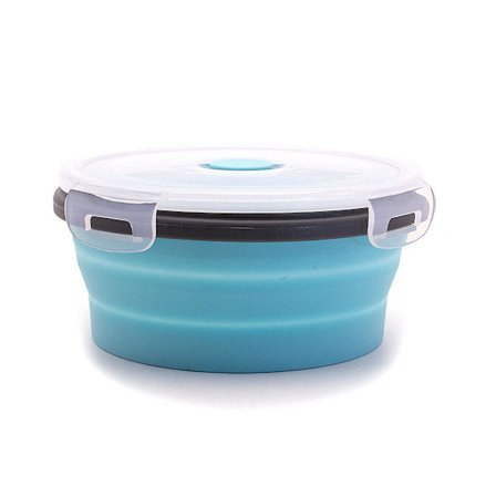 Ihopfällbar matlåda / förvaringslåda i silikon 500 ml Rund - Flera färger