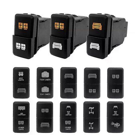 12V Dobbel Trykknapp Bryter Oransje Hvit Led Lys Bar + Kabel For Toyota 4Runner Hilux RAV4 Prado Biltilbehør Bobildeler