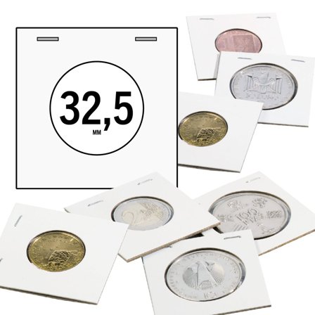 TACK hvide møntholdere til mønt Ø 32,5 mm - 1000 stk.