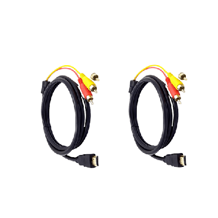 2-pak HDMI til AV-adapterkabel 1080P, 1,5 m HDMI han til 3 RCA, envejs video-lydkonverter