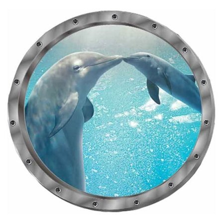 Klistremerker Veggklistremerke 3D Veggklistremerke Vindu Delfiner Skilpadder Undervannsverden Delfiner Marine Stue Soverom Barnerom Dekorasjon (Delfin