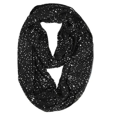 Dam Vinter Dubbellagers Infinity-scarf Glitter Silver Paljetter Dold Dragkedjeficka Förvaring Snood Ring Filt Varm Halsduk Svart Black[CO]