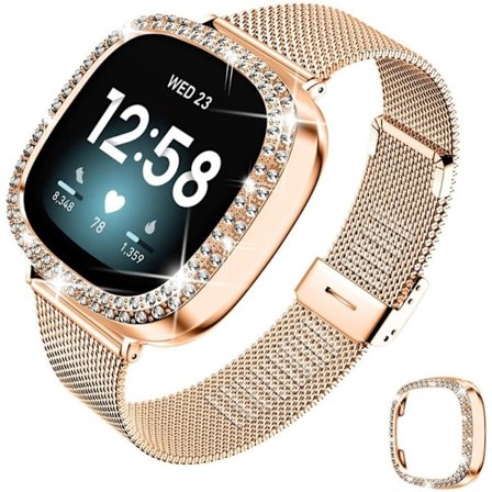 Fitbit Sense / Versa 3 milanese klockarmband i rostfritt stål - Roséguld