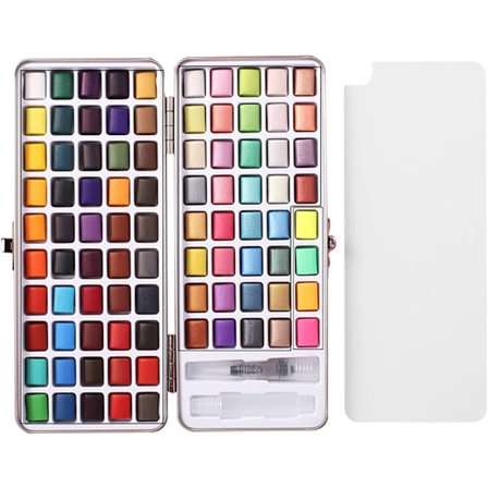 Akvarellmalingsett 50/72/90 farger Bærbar levende farger Solid akvarellpigmentmalingsett Perfekt for studenter, barn, nybegynnere og mer (90 farger)