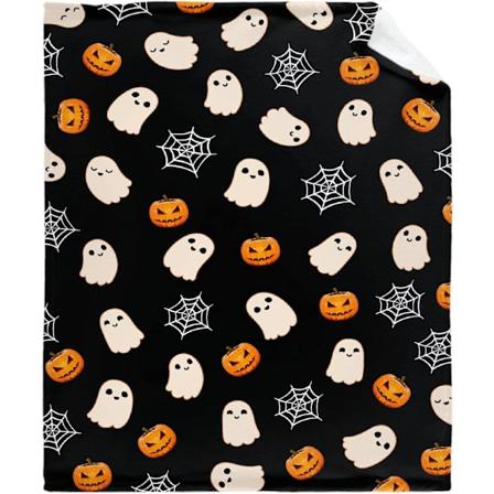 1 st Halloween Söt Spöke Filt Pumpa Spindelnät Flanell Filt för Säng Soffa Resa Alla Säsonger Husdjur 70x100