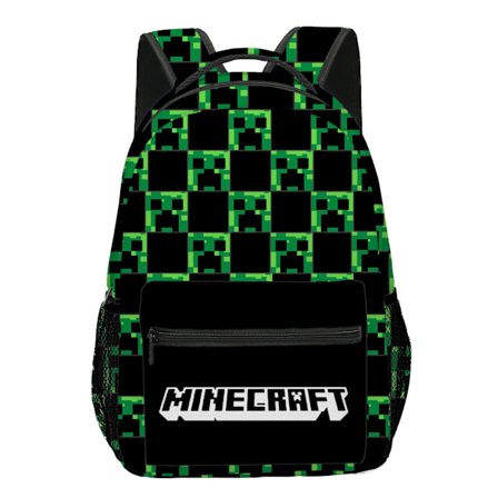 Kompatibel Minecraft Ryggsäck för Pojkar Svart Skolryggsäck Barn Grön Creeper Zombie Skelett Enderman Grottspindel CC