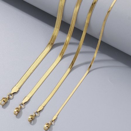 Guld Fiskbensmönstrad kedja i stål med 18k guldplätering