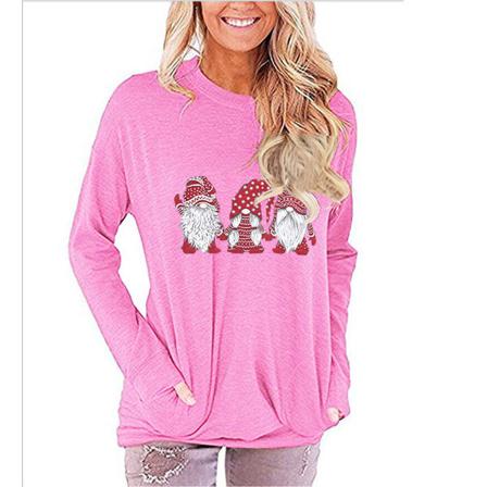 Dam Jul T-shirt Blus Xmas Party Pullover Toppar