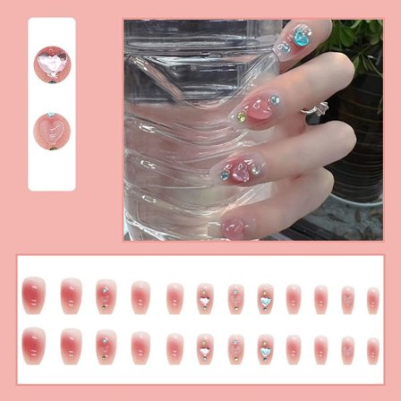 24st Rosa False Nails Fake Nail French Style Nails