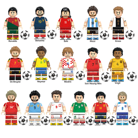 16 st/set Världscupen Fotboll Fotbollsspelare Figur Byggklossar Set 4,5cm för Barn Fans Gåvor