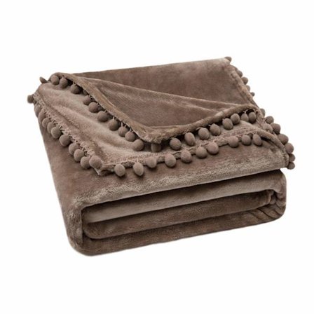 Blød tæppe, fleece tæppe, flanel tæppe med pomponer, almindeligt tæppe, sofatæppe, fluffy tæppe, mikrofiber sengetæppe, sofatæppe, tæppe