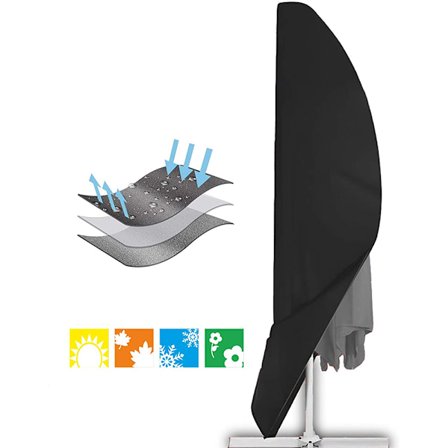 Trekk for cantilever-parasoll, utendørs parasolltrekk, vannavvisende stoff, svart