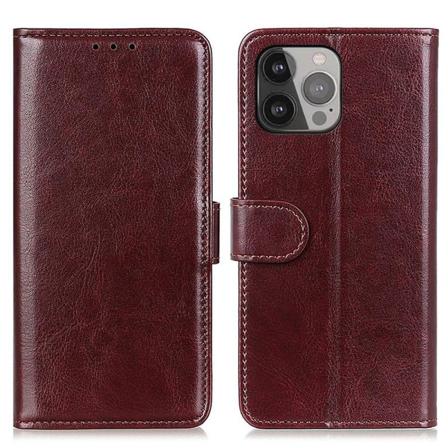 Iphone 13 Pro Max Fodral Crazy Horse Läder Brun Brun