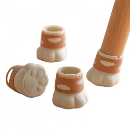 4 st möbelben strumpor överdrag set söta katt tassar halkfria golvskydd dynor minska buller för skrivbord bord stolsfötter