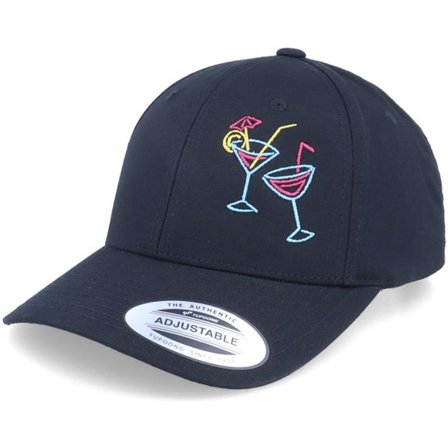 Iconic - Svart adjustable Keps - Neon Summer Drinks Black Curved Adjustable @ Hatstore