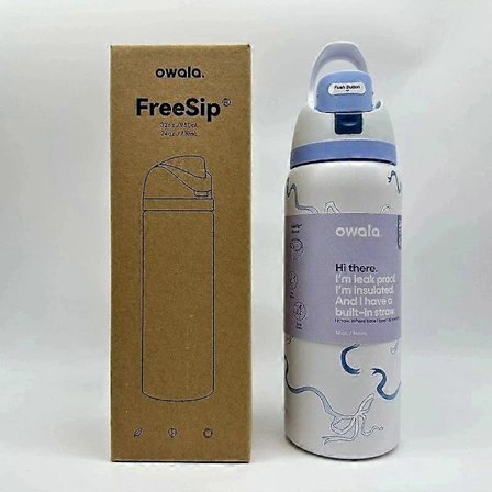 Owala Tied And True Blue Bows 24/32 Oz Freesip Flaske B