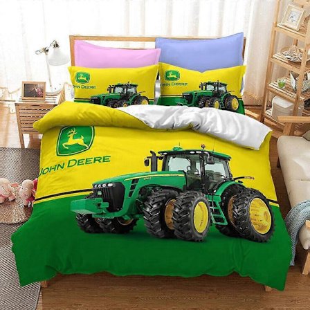a923 Vuodevaatteet John Deere Logo Traktori Kart Peitto Pussilakanasetti Vuodevaatteet Kodintekstiilit 3-osainen Vuodevaatesetti (1 Pussilakana + 2 