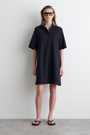 COS Women's Jersey Polo Mini Dress in Blue
