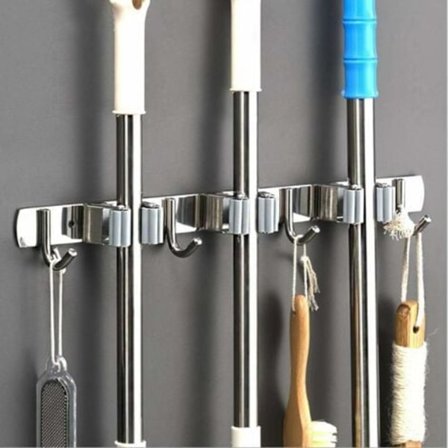 Seinälle kiinnitettävä luutapidike - Ruostumattomasta teräksestä valmistettu luutapidike, säilytystelinepidike keittiöön, autotalliin, pyykkitupaan (2