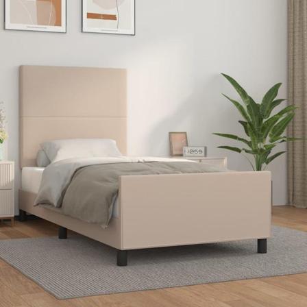 Vidaxl Sängram Med Huvudgavel Cappuccino 90x200 Cm Konstläder Brun